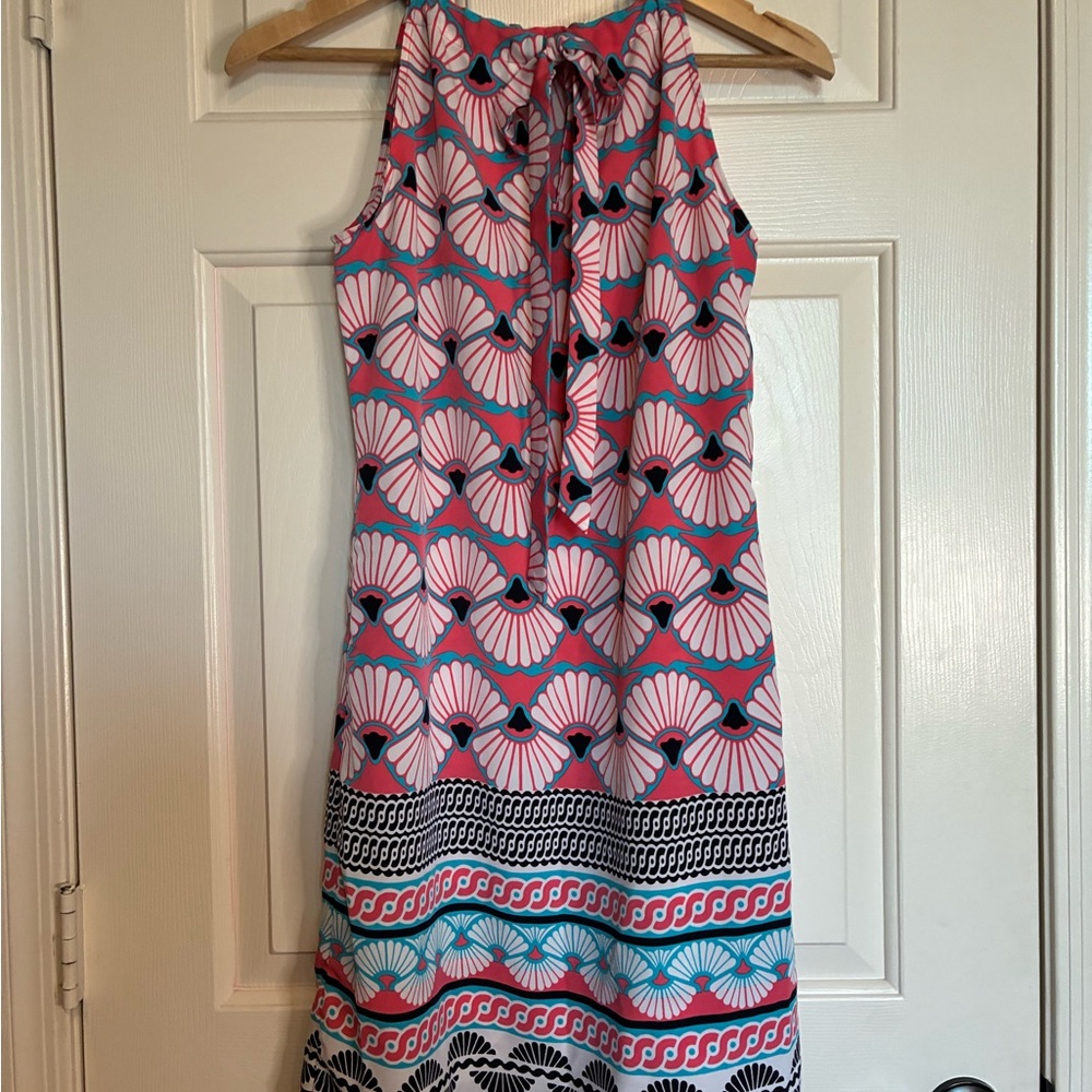 Crown & Ivy Pink and Teal Patterned Midi Dress - Picture 5 of 10